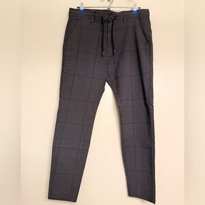Men's Black and grey Checkered slim‎ pants size 34